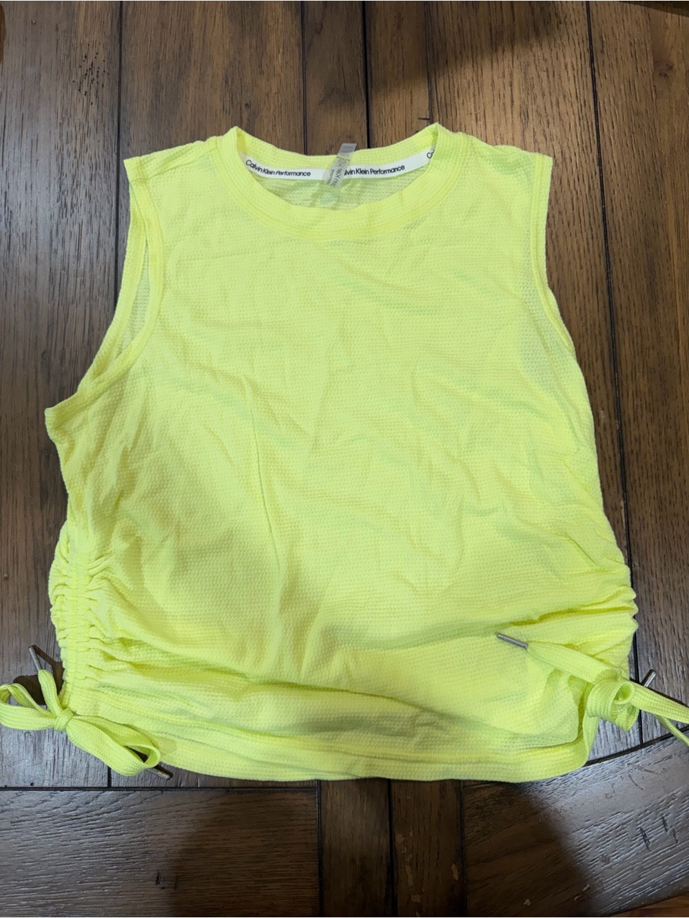 Calvin Klein Neon Yellow Mesh Side-Tie Tank